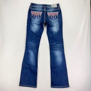 Grace in LA Jeans Womens 28 Blue Low Rise Bootcut Embellished Cowgirl Rodeo Y2K